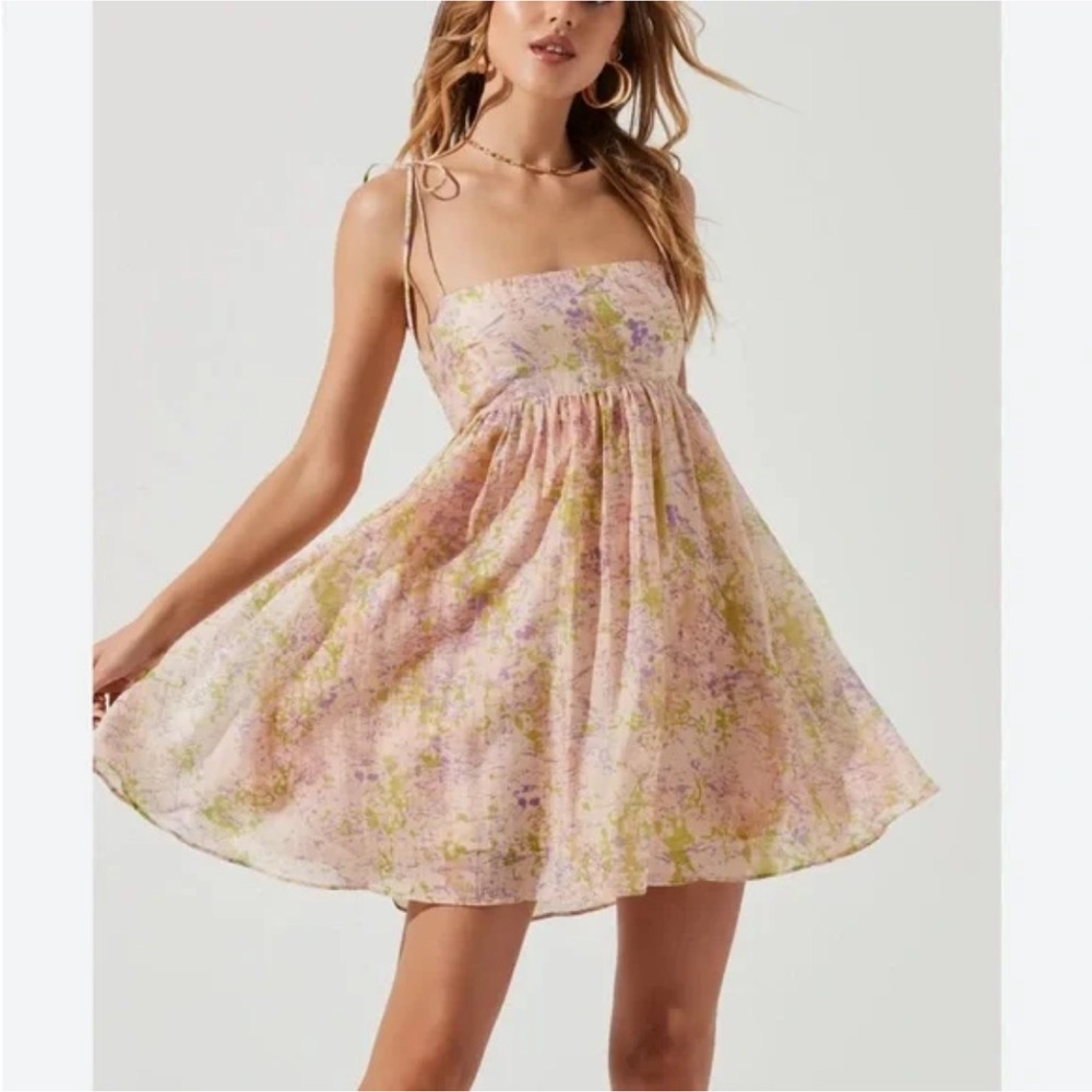 Astr Pink Floral Tie-Shoulder Mini Dress
